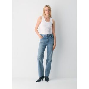 Denim Forum Woman Blue The Arlo Hi-Rise Straight Jeans US26 Classic Contemporary